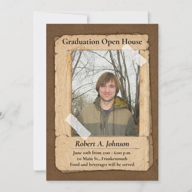 Invitation Rustic Country Boy's Graduation Open House I (Devant)