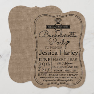 Invitation Rustic Country Burlap Bachelorette Party