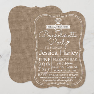 Invitation Rustic Country Burlap Bachelorette Party