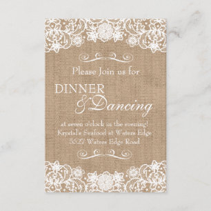 Invitation Rustic Country Burlap Mariage de dentelle