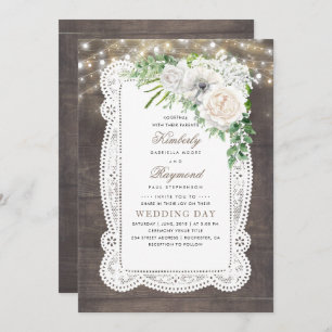 Invitation Rustic Country Chic Floral String Mariage