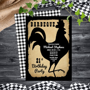 Invitation Rustic Country Chicken BBQ 21e fête d'anniversaire
