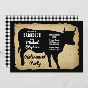Invitation Rustic Country Cow BBQ Retraite Party