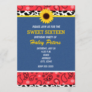 Invitation Rustic Country Cow Imprimer & Sunflower