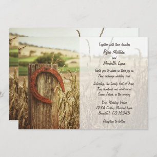 Invitation Rustic Country Fence et Horseshoe Wedding Invitati