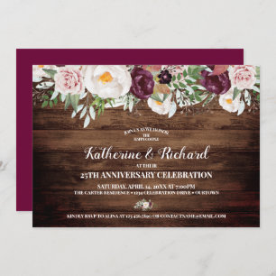 Invitation Rustic Country Floral Fête Mariage Anniversaire