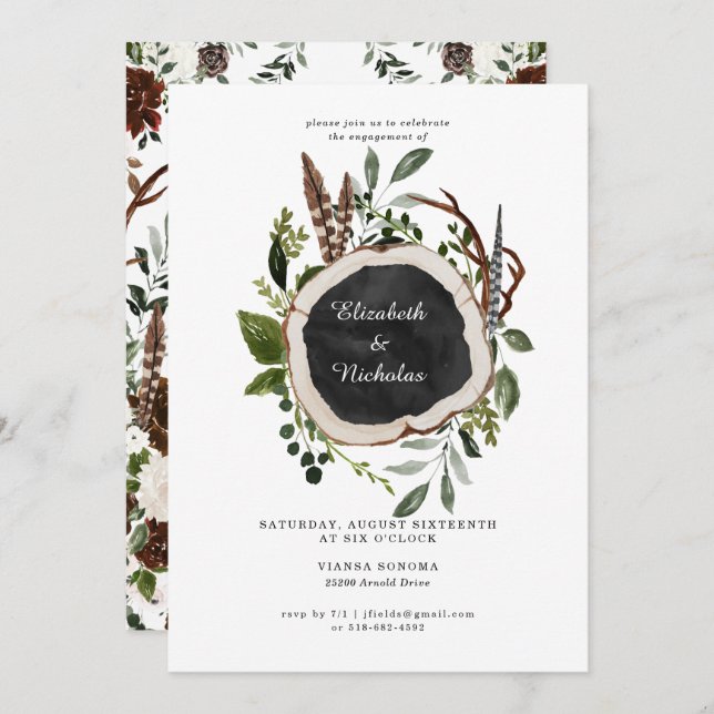 Invitation Rustic Country Floral Mariage (Devant / Derrière)