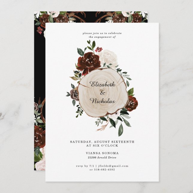 Invitation Rustic Country Floral Mariage (Devant / Derrière)