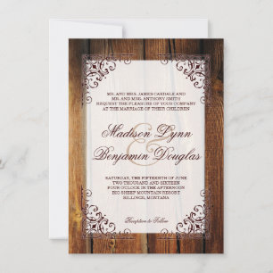 Invitation Rustic Country Grange Bois Cadre Mariage Invitatio