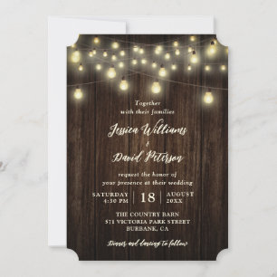 Invitation Rustic Country Grange Bois Chaîne Lumière Mariage