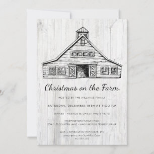 Invitation Rustic Country Grange Simple Bois fête de Noël