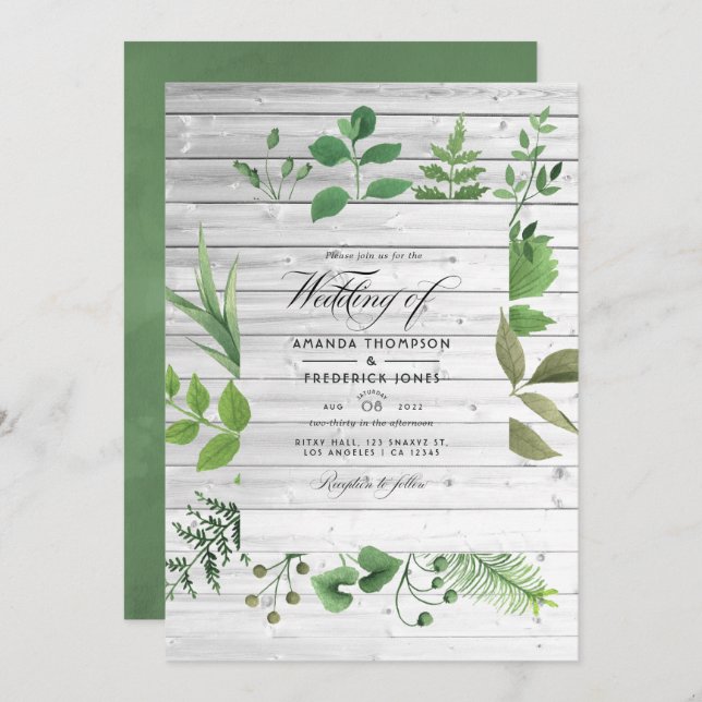 Invitation Rustic Country Grange Verdure Mariage Photo (Devant / Derrière)
