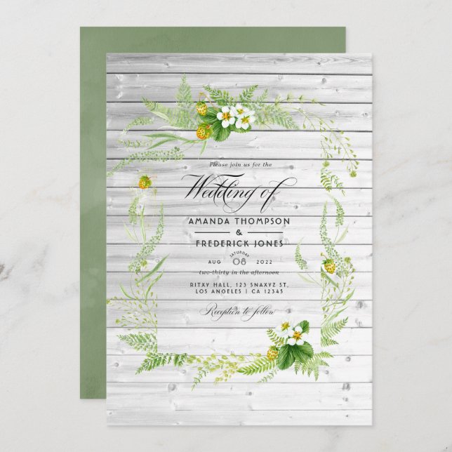 Invitation Rustic Country Grange Verdure Mariage Photo (Devant / Derrière)