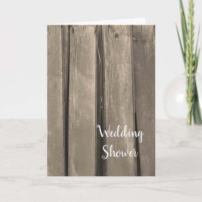 Invitation Rustic Country Grange Wedding shower en bois (Devant)