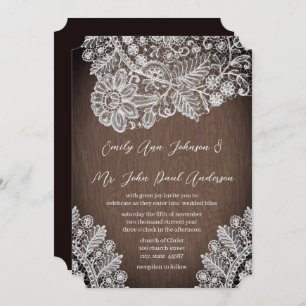 Invitation Rustic Country Heirloom Dentelle Mariage Invitatio