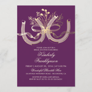 Invitation Rustic Country Horseshoe Gold Purple Fête des mari