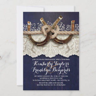 Invitation Rustic Country Horseshoes Couple Engagement Party