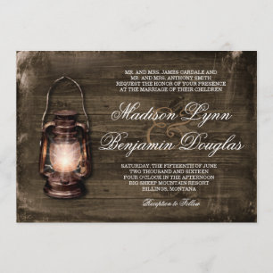 Invitation Rustic Country Lantern Grange Mariage en bois Invi