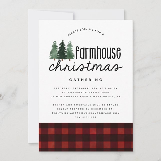 Invitation Rustic Country Noël Party Buffalo Plaid Party (Devant)