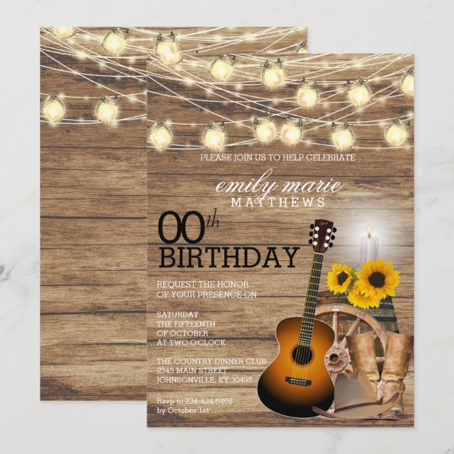 Invitation Rustic Country Party - 00e anniversaire (Devant / Derrière)