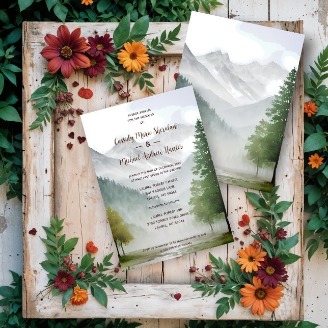 Invitation Rustic Country Style Mountains & Forest Landscape (Rustic Country Style Mountains & Forest Landscape Invitations Cards.)