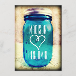Invitation Rustic Country Turquoise Mason Jar Mariage Invitat