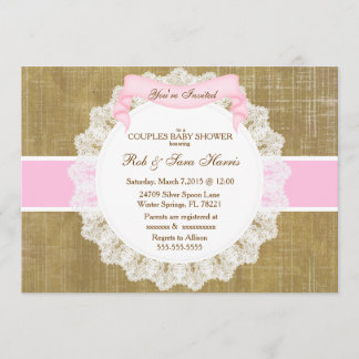 Invitation Rustic Country Vintage Burlap Baby shower Invitati