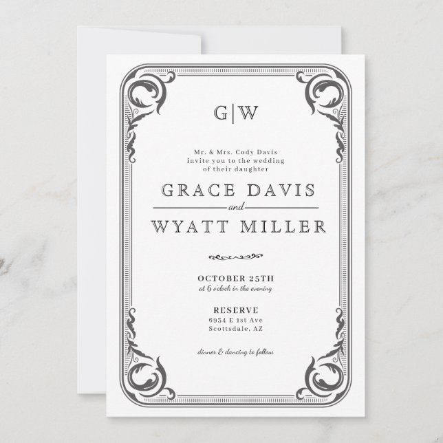 Invitation Rustic Country Western Mariage avec détails (Devant)