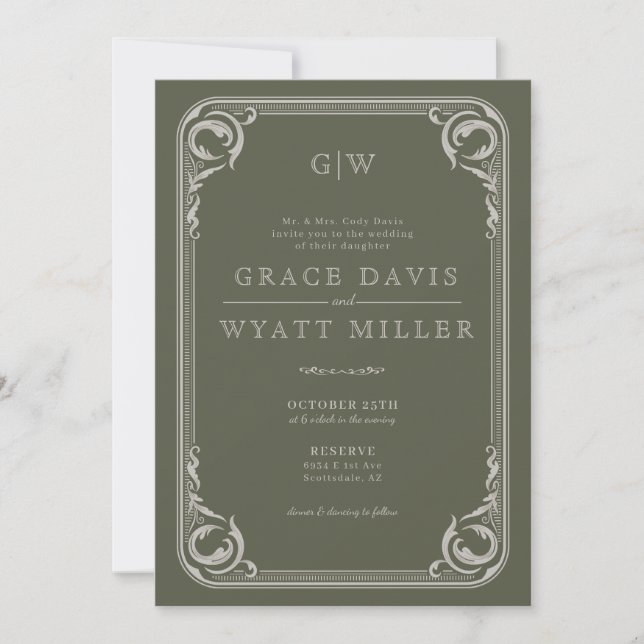 Invitation Rustic Country Western Mariage avec détails (Devant)