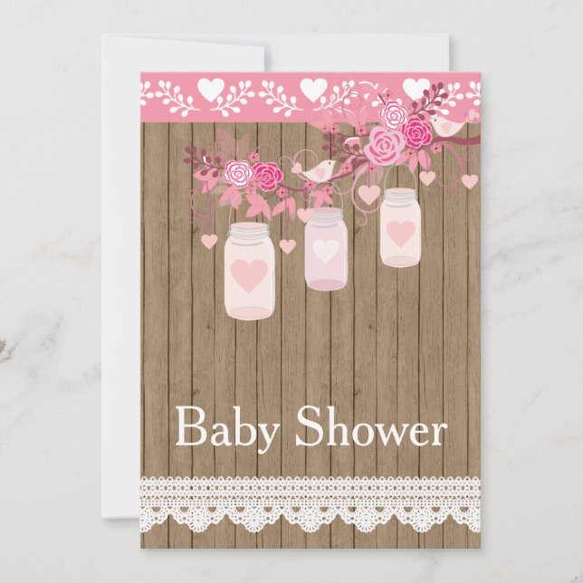 Invitation Rustic Country Wood Baby shower (Devant)