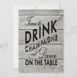 Invitation Rustic Couple's Shower Time to Drink Champagne