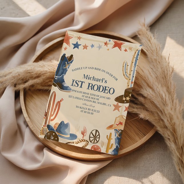 Invitation Rustic Cowboy Boots 1st Birthday (Créateur téléchargé)