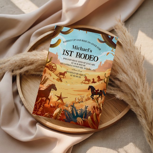 Invitation Rustic Cowboy Rodeo 1st Birthday Celebration (Créateur téléchargé)