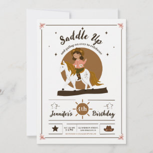 Invitation Rustic Cowgirl Saddle Up 4e anniversaire