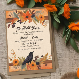Invitation Rustic Crow Fall Boho Dîner de répétition d'aquare