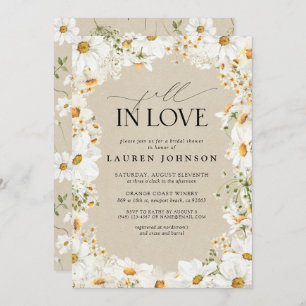 Invitation Rustic Daisy Fall in Love QR Code Fête des mariées