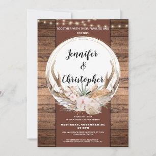Invitation Rustic Deer Antler Mariage