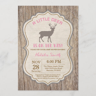 Invitation Rustic Deer Baby shower Girl
