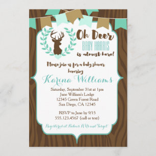 Invitation Rustic Deer Baby shower Invitation, Deer Invitatio