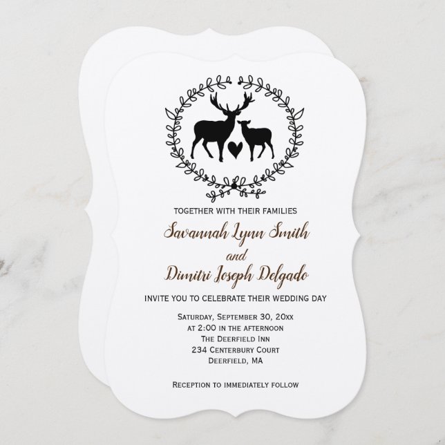 Invitation Rustic Deer Kraft Mariage (Devant / Derrière)
