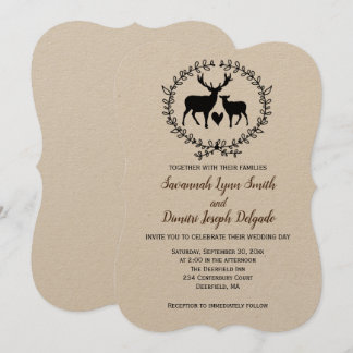 Invitation Rustic Deer Kraft Mariage