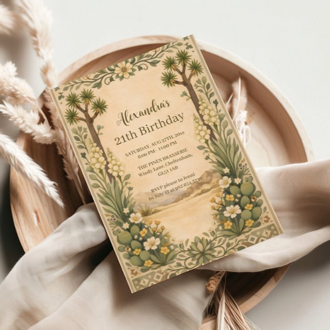 Invitation Rustic Desert Botanicals Birthday (Créateur téléchargé)