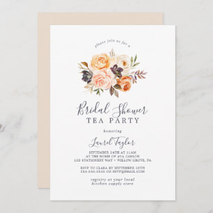 Invitation Rustic Earth Florals Fête des mariées Tea Party