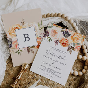 Invitation Rustic Earth Flores Espagnol Nuestra Boda