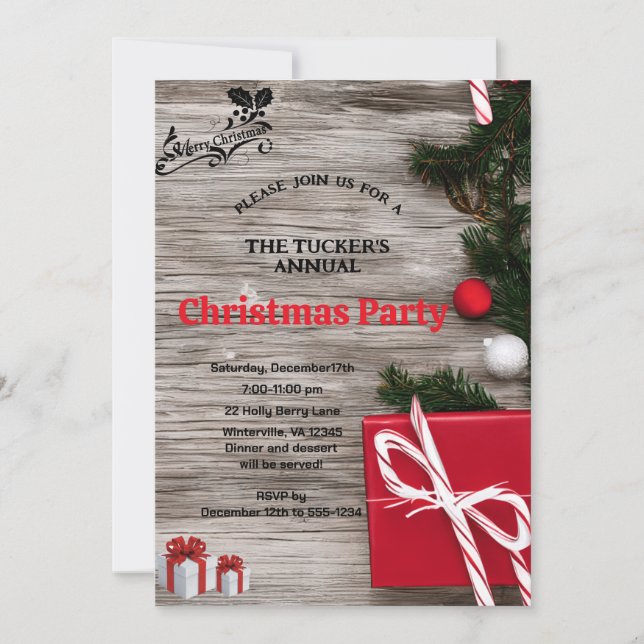 Invitation Rustic Elegance Christmas Tree Christmas Party  (Devant)