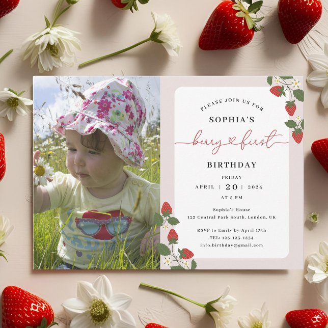 Invitation Rustic Elegant Girl's Berry Premier anniversaire (Créateur téléchargé)