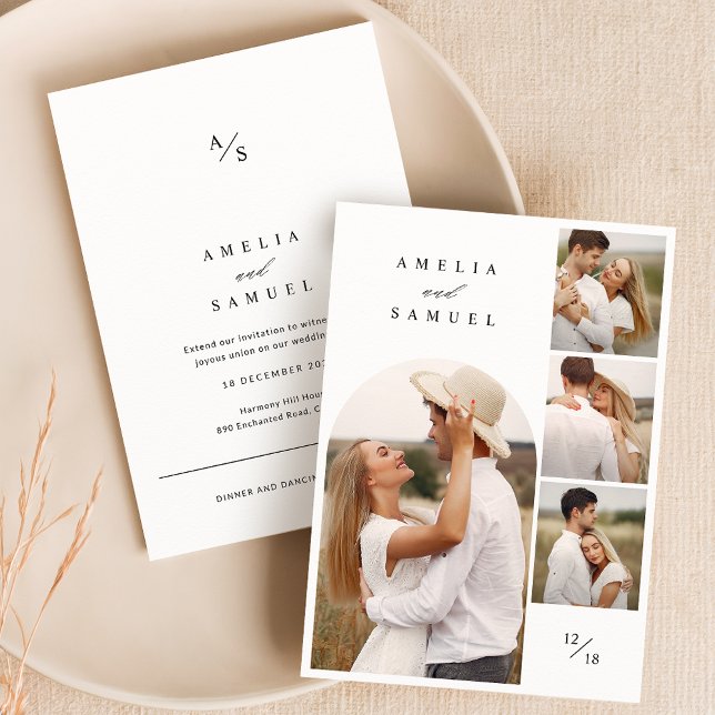 Invitation Rustic Elegant Photo Collage Mariage (Créateur téléchargé)