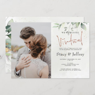 Invitation Rustic Eucalyptus Gold Virtual Wedding