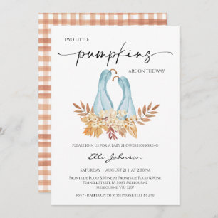 Invitation Rustic Fall Boy Twins Baby shower Citrouille