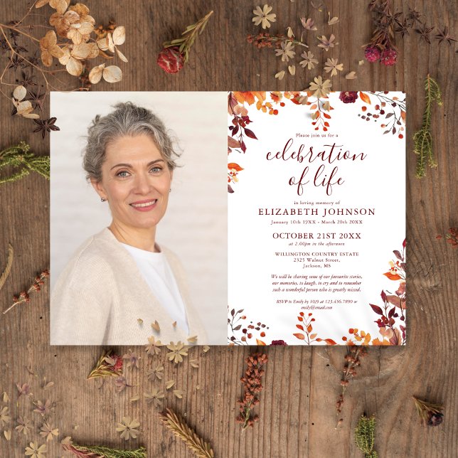 Invitation Rustic Fall Celebration Of Life Funeral Photo (Rustic Fall Celebration Of Life Funeral Photo Invitation)